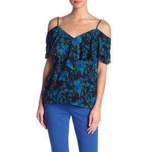NWOT - Diane von Furstenberg silk floral ruffle top